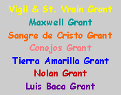 Text Box: Vigil & St. Vrain Grant
Maxwell Grant
Sangre de Cristo Grant
Conejos Grant
Tierra Amarilla Grant
Nolan Grant
Luis Baca Grant